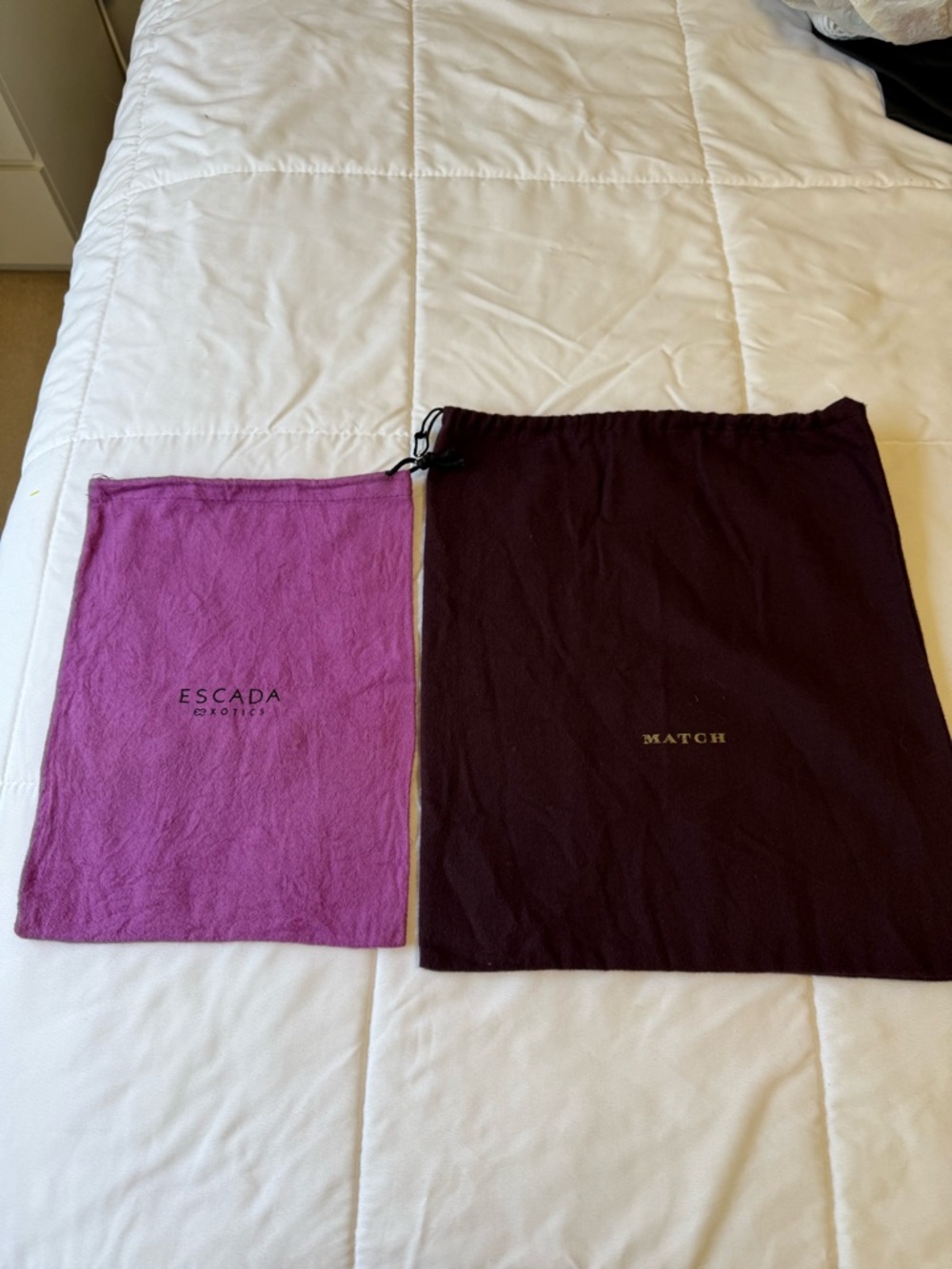 Escada Purple and Match cloth Burgundy Drawstring Dust Bags. 2